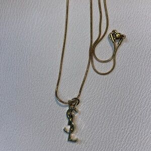 Ysl Charm With Unbranded Stainless Steel Chain Preowned